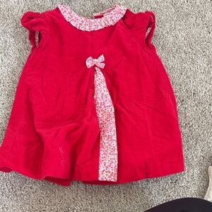 Charming Red Baby Dress with Floral Details